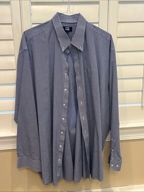 Cutter & Buck Navy and White Micro-Check Dress Shirt